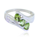 Yasmin silver ring with three oval green gemstones elegant green gemstone ring for women