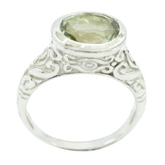 Saanvi Green Gemstone Ring India with Intricate Silver Design Green Amethyst Green