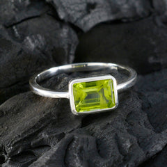 Dewi Green Gemstone Solitaire Ring in Sterling Silver