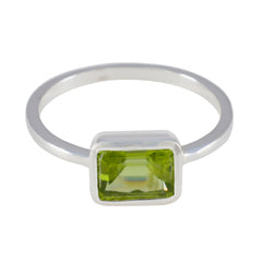 Dewi Green Gemstone Solitaire Ring in Sterling Silver Peridot Green