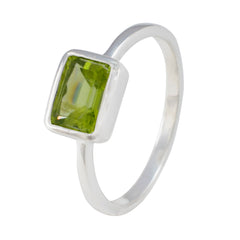 Dewi Green Gemstone Solitaire Ring in Sterling Silver