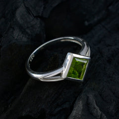 Agnes Green Gemstone Solitaire Ring in Sterling Silver