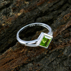 Agnes Green Gemstone Solitaire Ring in Sterling Silver