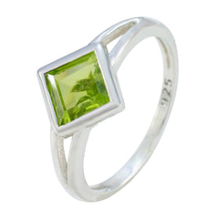 Agnes Green Gemstone Solitaire Ring in Sterling Silver