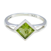 Agnes Green Gemstone Solitaire Ring in Sterling Silver Peridot Green