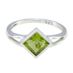 Agnes Green Gemstone Solitaire Ring in Sterling Silver Peridot Green