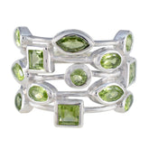 Julieta silver ring with multiple green gemstones green gemstone statement ring in various shapes
