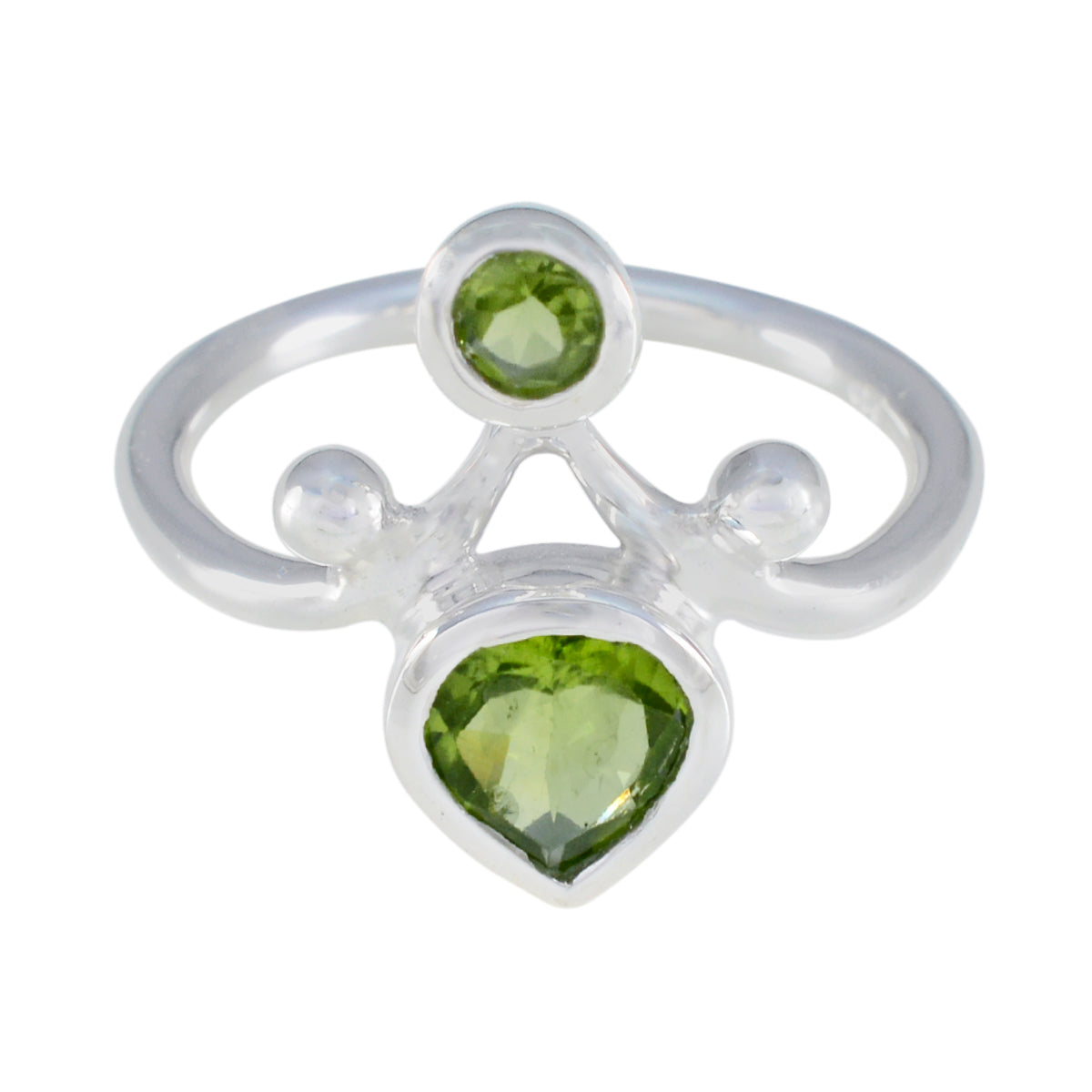 Skylar green gemstone toi et moi ring with two green stones set in a silver band