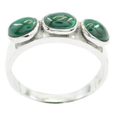 Leah silver ring featuring a green gemstone trilogy ring design with three oval green stones
