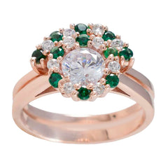 Maria Green Halo Engagement Ring Rose Gold Plated