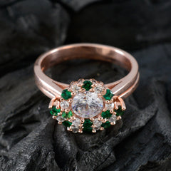 Maria Green Halo Engagement Ring Rose Gold Plated