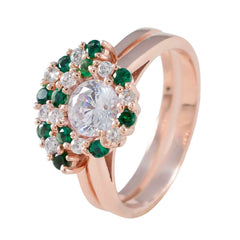 Maria Green Halo Engagement Ring Rose Gold Plated