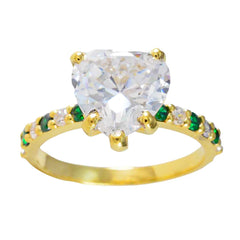 Lakshmi Green Halo Gemstone Ring with Heart Cut Stone