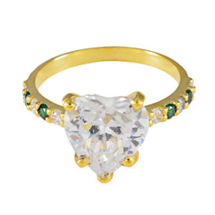 Lakshmi Green Halo Gemstone Ring with Heart Cut Stone Emerald CZ Green