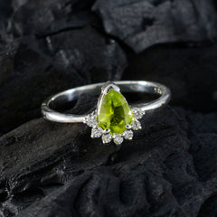 Nisa Green Halo Gemstone Ring with Silver Band