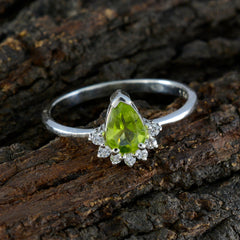 Nisa Green Halo Gemstone Ring with Silver Band