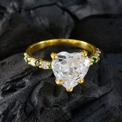 Lakshmi Green Halo Gemstone Ring with Heart Cut Stone
