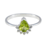 Nisa Green Halo Gemstone Ring with Silver Band Peridot Green