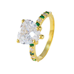 Lakshmi Green Halo Gemstone Ring with Heart Cut Stone