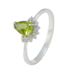 Nisa Green Halo Gemstone Ring with Silver Band