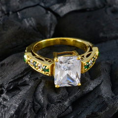 Hana Green Halo Promise Ring with Gold Finish