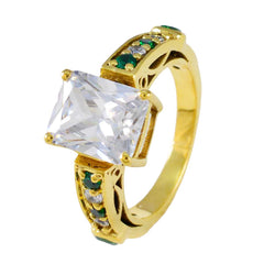 Hana Green Halo Promise Ring with Gold Finish