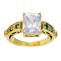 Hana Green Halo Promise Ring with Gold Finish