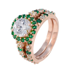 Hye-jin Green Halo Ring for Women with Rose Gold