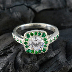 Angel Green Halo Ring for Women with Sparkling Stones