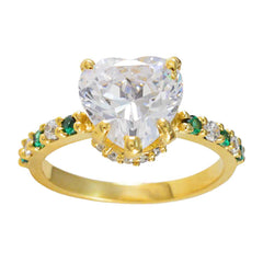 Yan Green Halo Ring for Women with Heart Gemstone