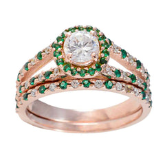 Ying Green Halo Ring for Women with Rose Gold