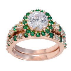 Hye-jin Green Halo Ring for Women with Rose Gold