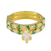 Rebeca Green Halo Ring for Women with Gemstones Emerald CZ Green