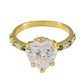 Yan Green Halo Ring for Women with Heart Gemstone Emerald CZ Green