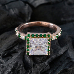 Ha-eun Green Halo Ring for Women with Square Gem