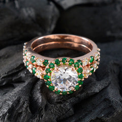 Hye-jin Green Halo Ring for Women with Rose Gold