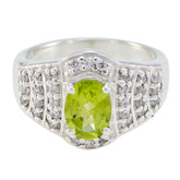 Isadora green halo ring for women sterling silver peridot center with pave white stones