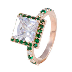 Ha-eun Green Halo Ring for Women with Square Gem