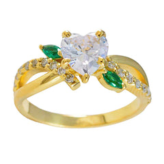 Harper Green Halo Ring for Women with Heart Gemstone