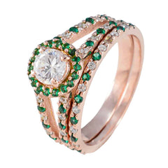 Ying Green Halo Ring for Women with Rose Gold