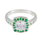 Angel Green Halo Ring for Women with Sparkling Stones Emerald CZ Green