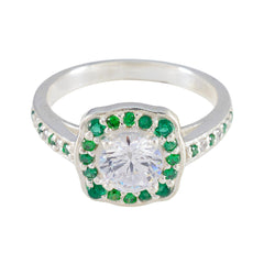 Angel Green Halo Ring for Women with Sparkling Stones Emerald CZ Green