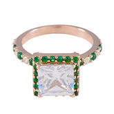 Ha-eun Green Halo Ring for Women with Square Gem Emerald CZ Green