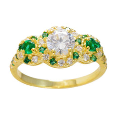 Agnes Green Halo Ring for Women with Gemstones