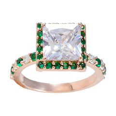 Ha-eun Green Halo Ring for Women with Square Gem