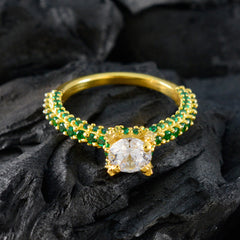Emma Green Halo Ring Gold Plated Sparkling Gemstone