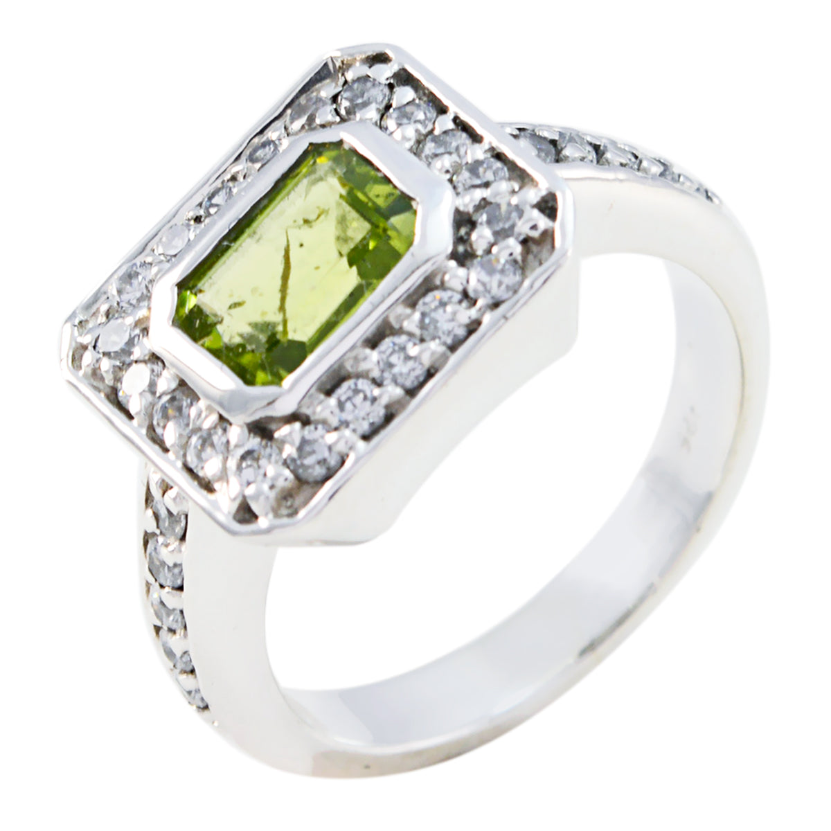 Skylar Green Halo Ring with Sparkling Gemstones Peridot Green