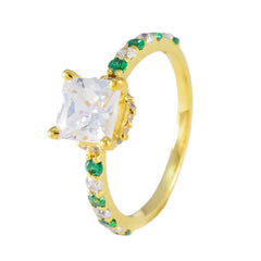 Paula Green Halo Ring Gold-Plated Gemstone Jewelry