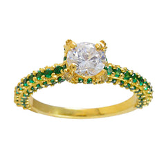 Emma Green Halo Ring Gold Plated Sparkling Gemstone
