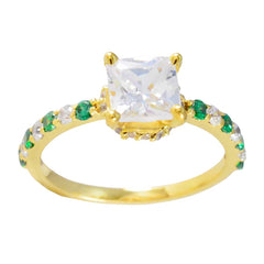 Paula Green Halo Ring Gold-Plated Gemstone Jewelry